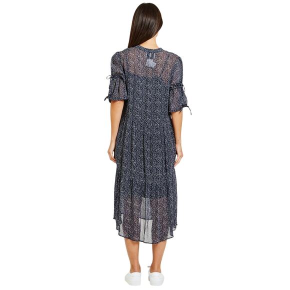JUST Female Zoe Midi Dress Navy Floral Women's Small Peasant Scandi Boho Indie - Picture 2 of 16